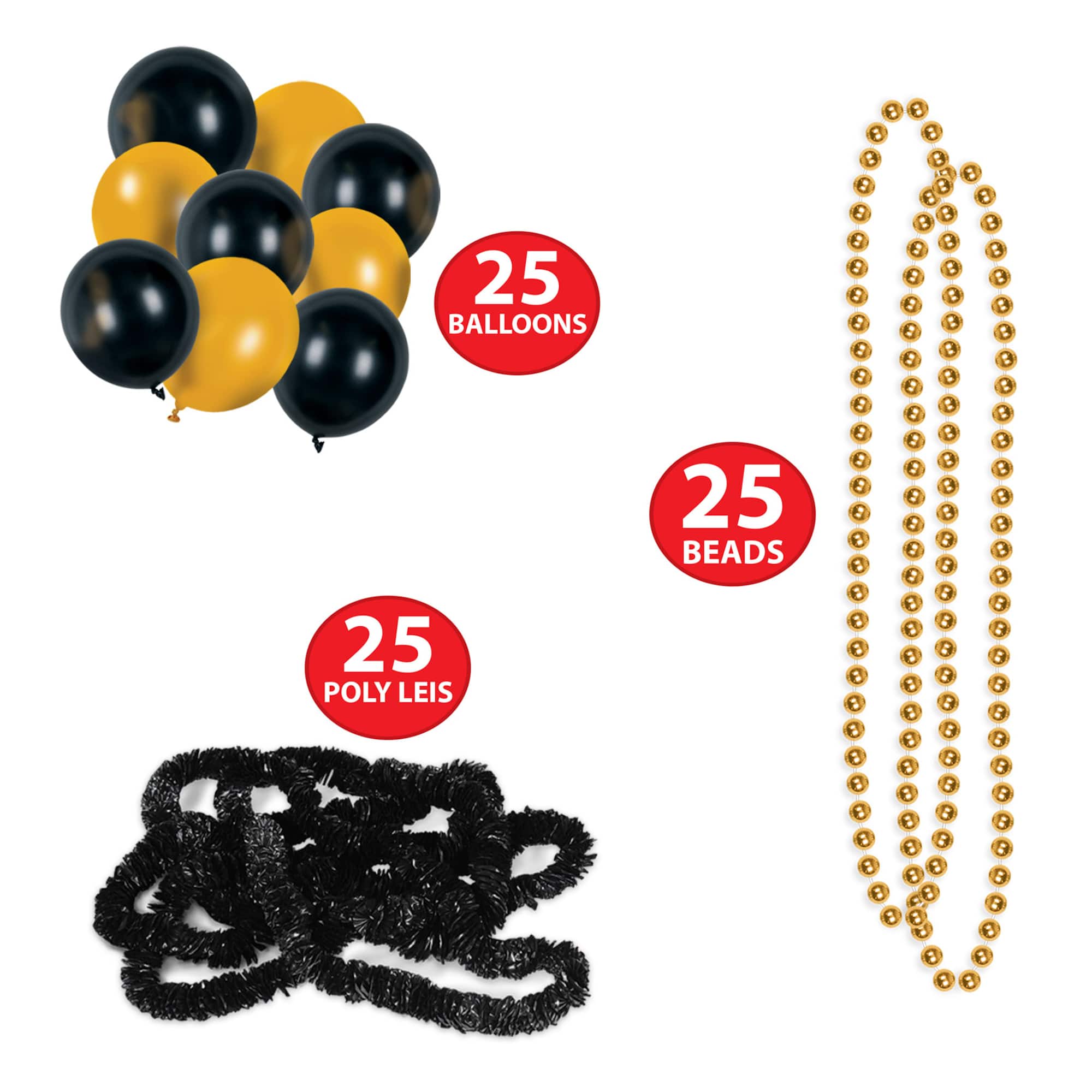 Beistle Gold, Black & White New Year Grand Deluxe Party Favor Kit for 50